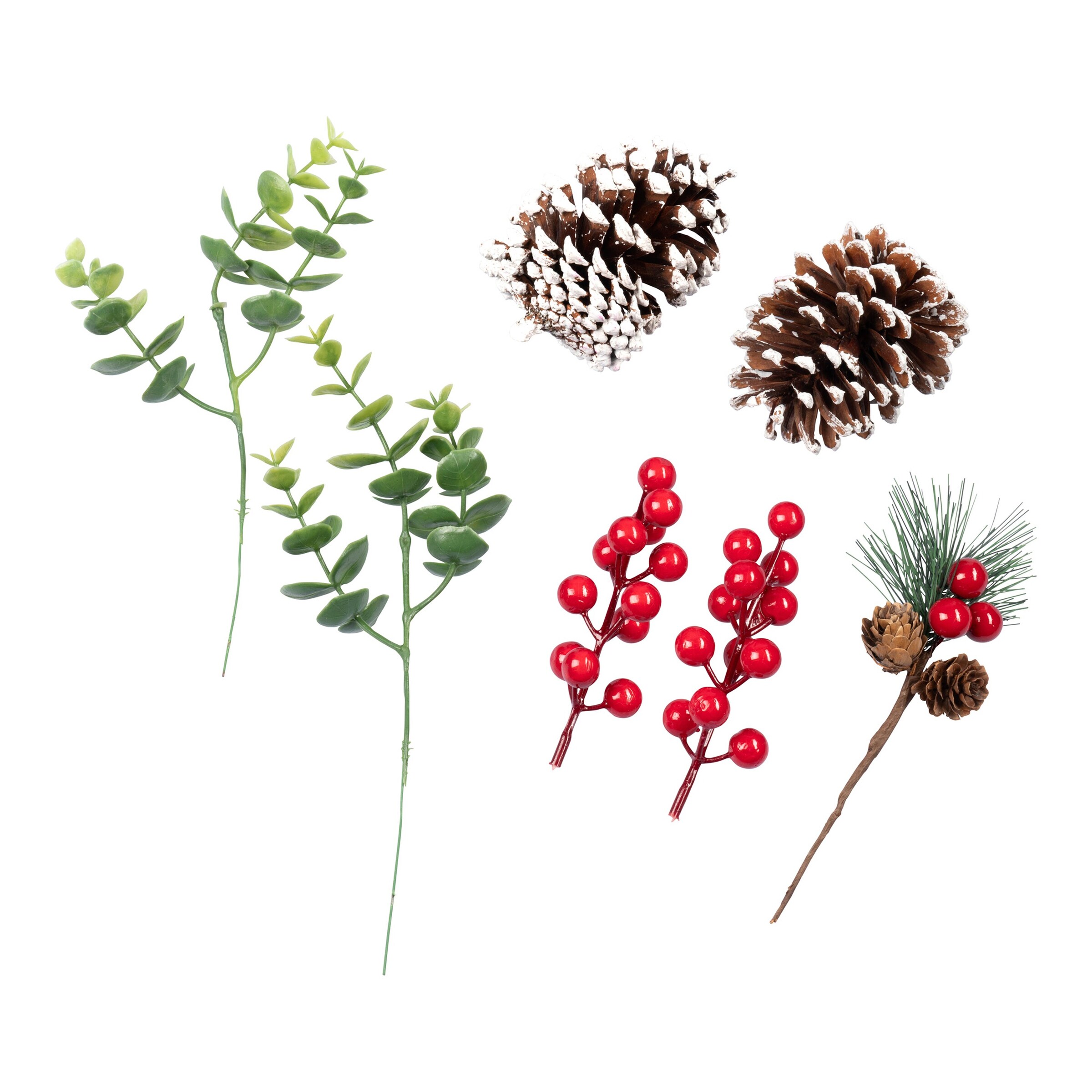 Dekomaterial „Beeren, Zweige, Zapfen“, 7-teilig