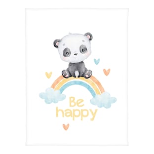 Babydecke Microfaserflausch Regenbogen Panda 75x100 cm