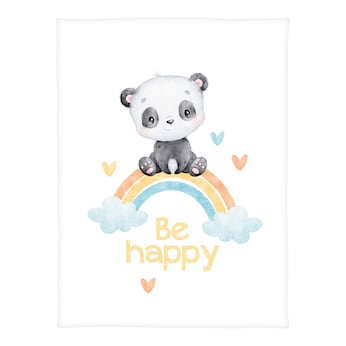 Babydecke Microfaserflausch Regenbogen Panda 75x100 cm 