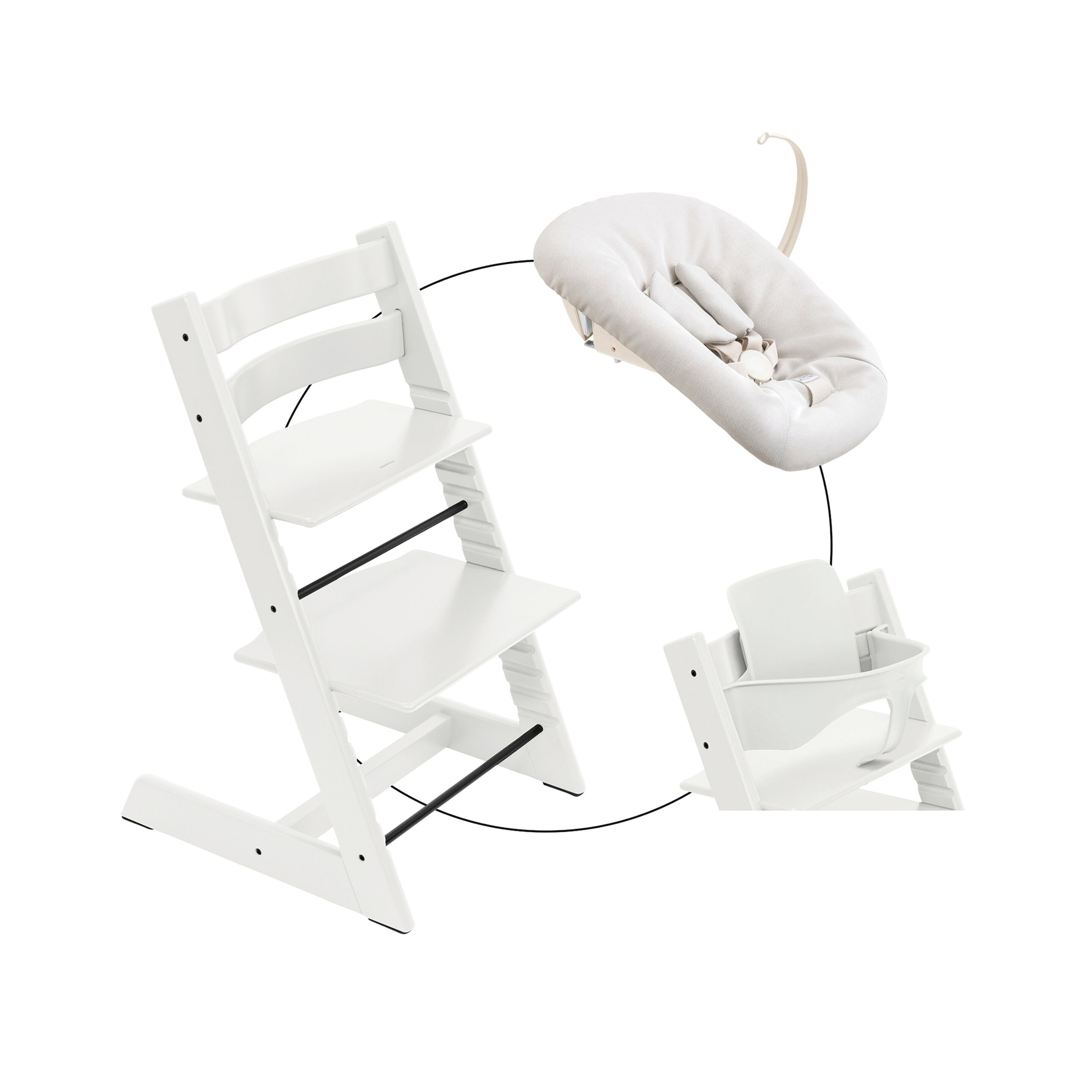 Stokke® Tripp Trapp® Bundle Treppenhochstuhl inklusive Newbornset Vanilla White & Babyset