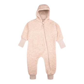 Wollwalk-Overall mit Kapuze und Klappbündchen
