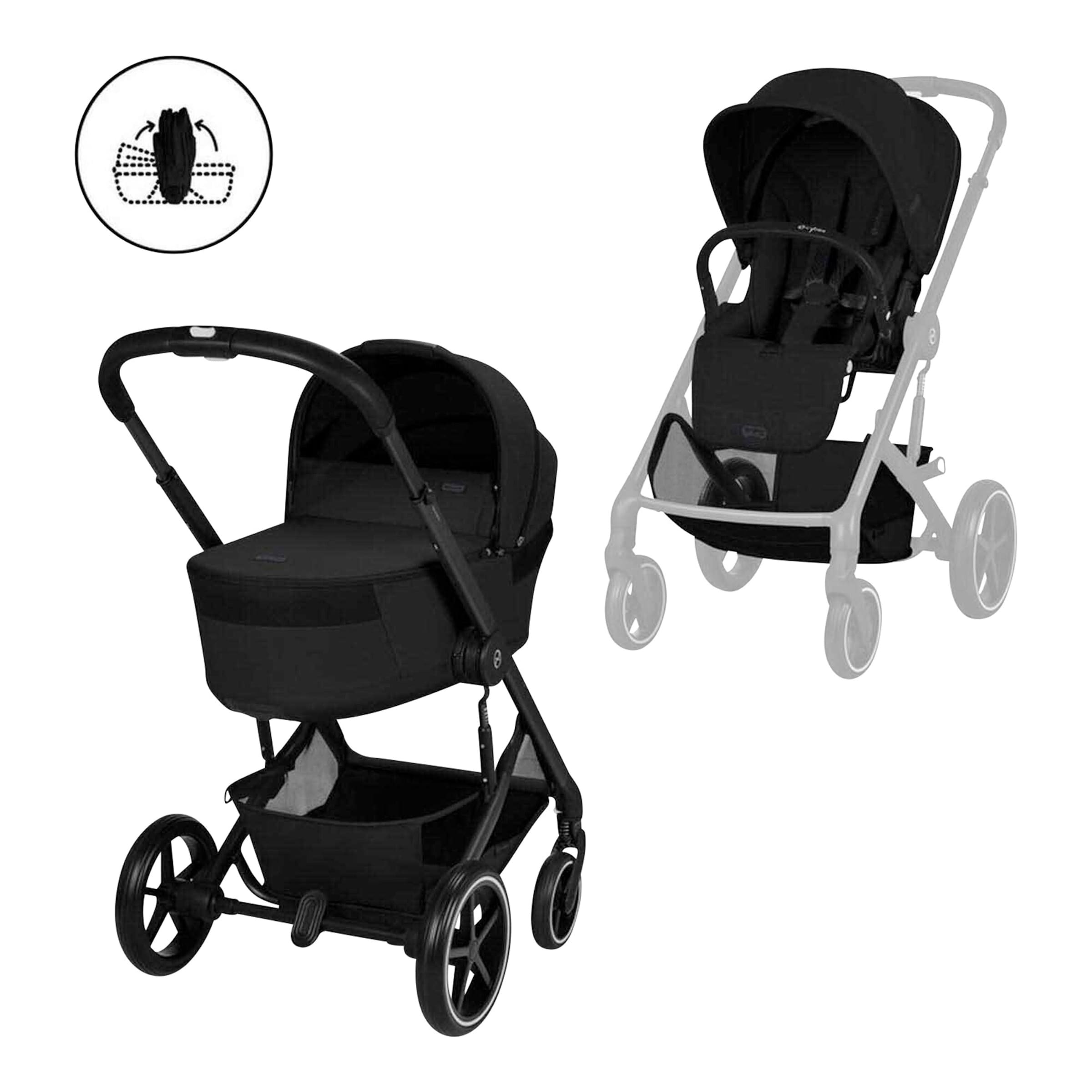 Cybex Balios S Lux Pushchair & Folding Carrycot - Moon Black