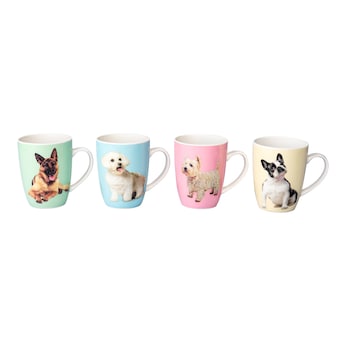 Tasses en porcelaine «chiens», 4 pièces