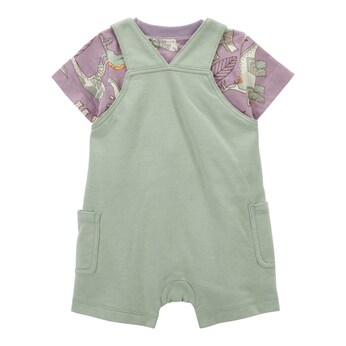 2-tlg. Set T-Shirt und Latzhose kurz Dinos