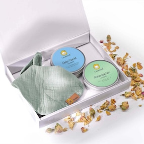 Geschenkbox - Kräuterpads & Halstuch