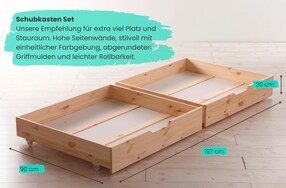 Kinderbett Hausbett "Kay" 90x200 inkl. Schubkästen Kiefer natur