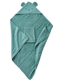 Baby Kapuzenbadetuch & Waschhandschuh, Bio-Baumwolle