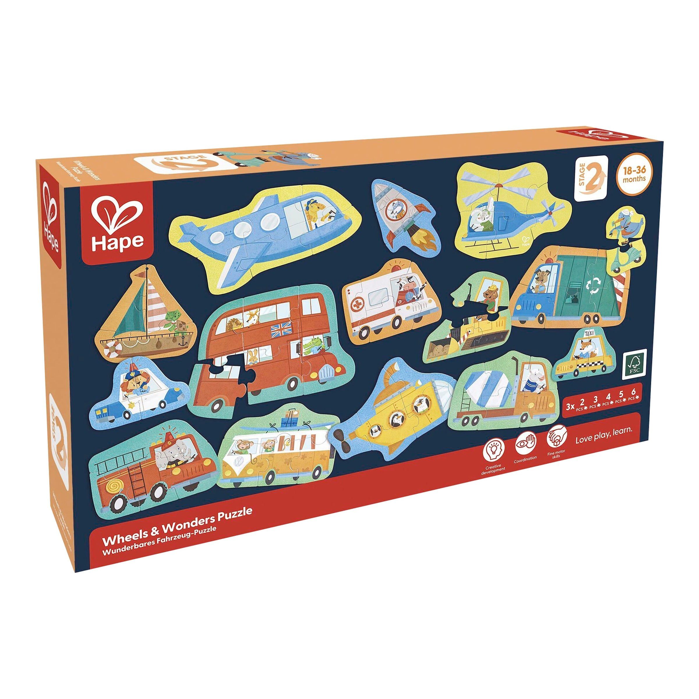 Hape Puzzle wunderbare Fahrzeuge