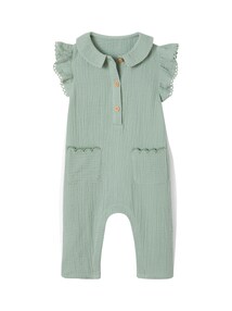 Mädchen Baby Overall, Schmetterlingsärmel mit Stickerei