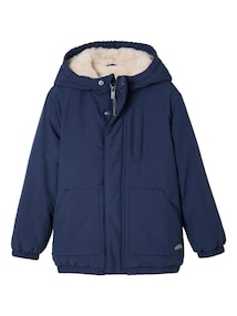 Jungen Winterjacke mit Kapuze und Webpelzfutter, Recycling-Polyester