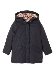 Warme Regenjacke mit Kapuze & Teddyfleece-Futter Mädchen
