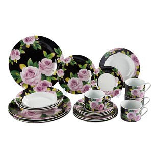 Porzellan-Service "Black Rose", 20-teilig