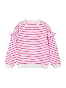 Mädchen Ringel-Sweatshirt, Volantärmel