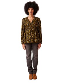 Bluse für Schwangerschaft und Stillzeit mit Glanz-Blumen