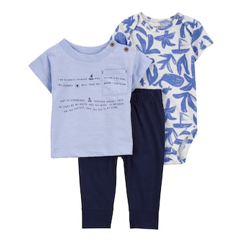 3-tlg. Set Body kurzarm, T-Shirt und Jogginghose Meer