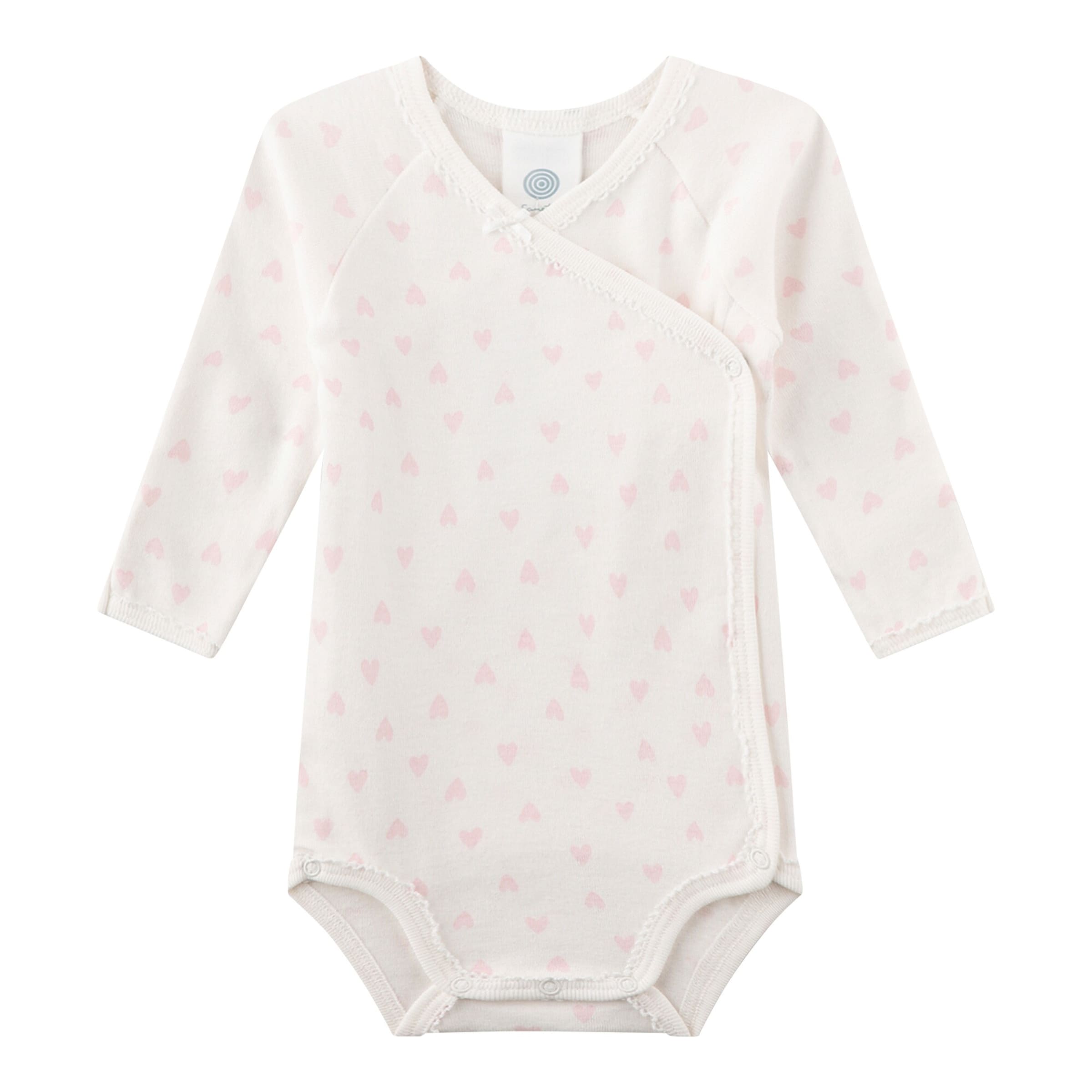 Sanetta 2er-Pack Wickelbodys langarm Herzen natur/rosa