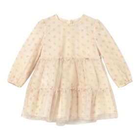 Tüllkleid langarm Glitzer-Schleifen