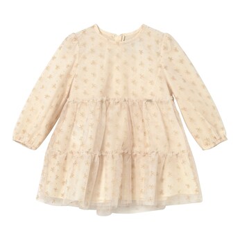 Tüllkleid langarm Glitzer-Schleifen