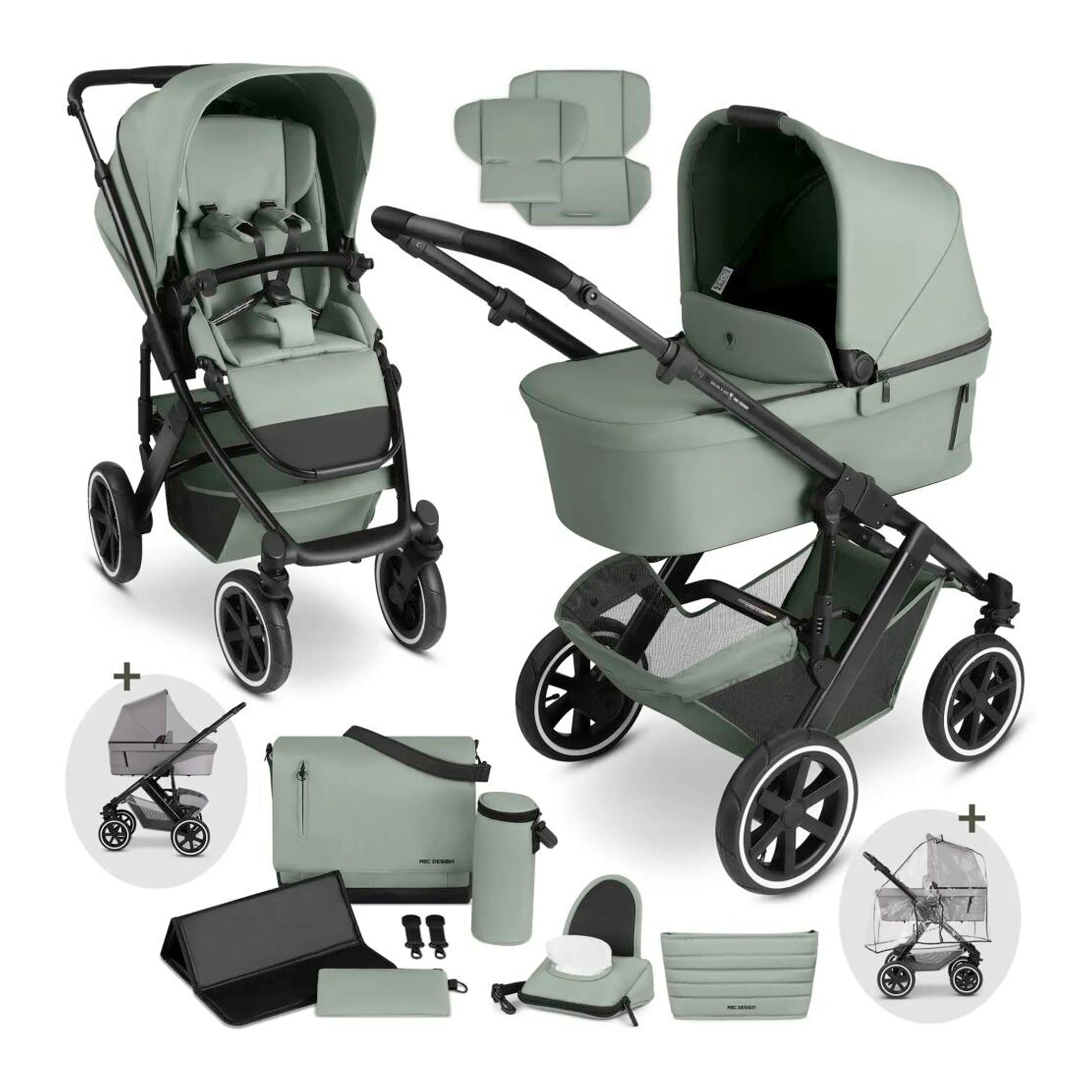 Abc Design Kombikinderwagen Salsa 5 Air inkl. Wickeltasche, Moskitonetz und Regenschutz gruen