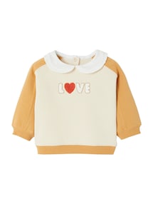 Baby Sweatshirt mit Bubikragen & Stickerei LOVE