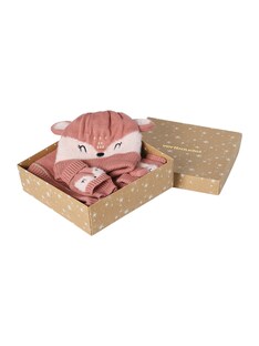 Mädchen Weihnachts-Geschenkset: Mütze, Rundschal & Halbhandschuhe