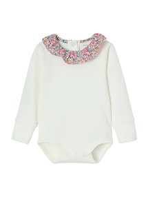 Bio-Kollektion: Mitwachsender Baby Body mit Liberty-Kragen
