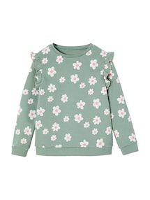 Mädchen Sweatshirt mit Volants und Prints
