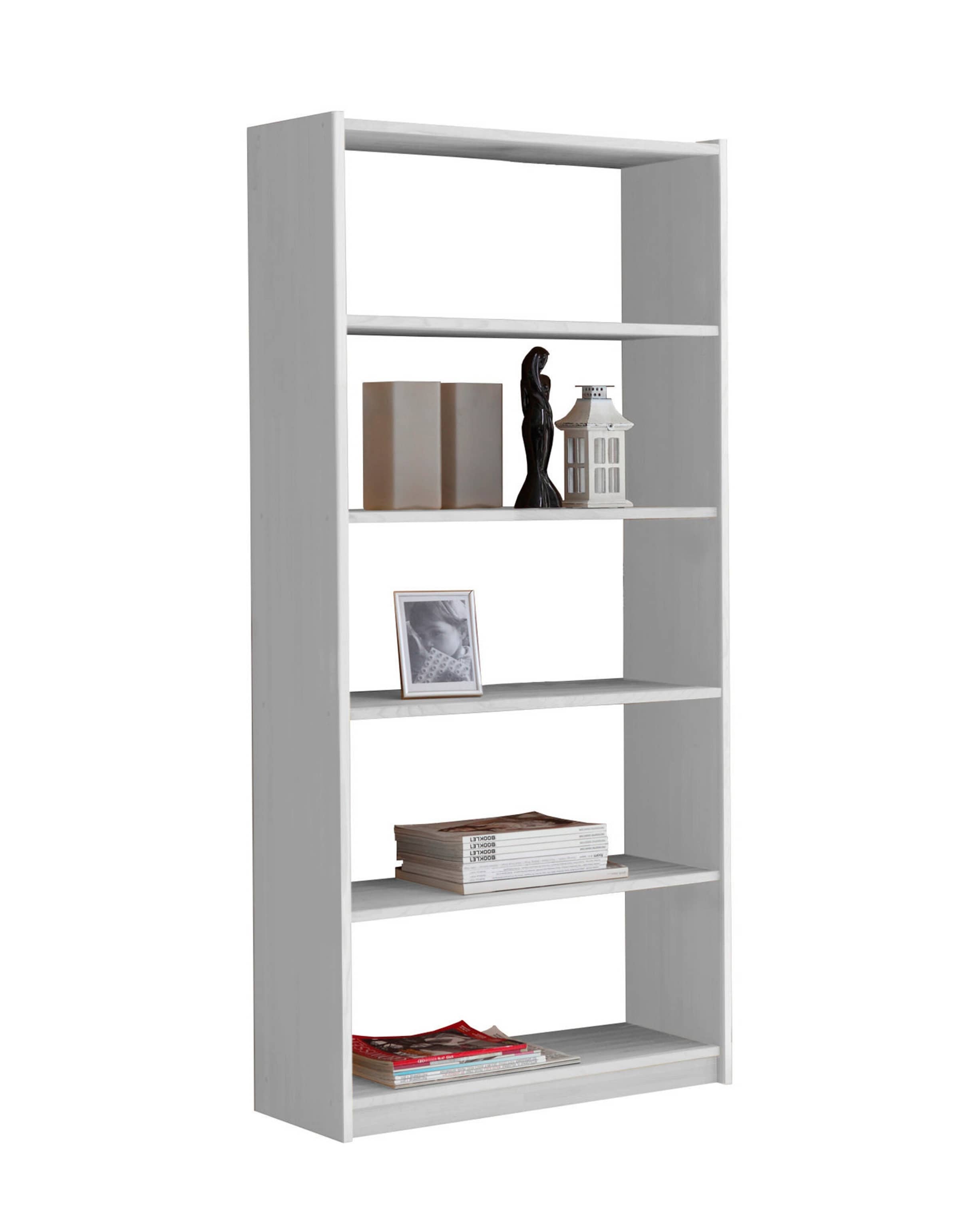 Ticaa Standregal Bücherregal Kiefer Weiß, verschied. Größen