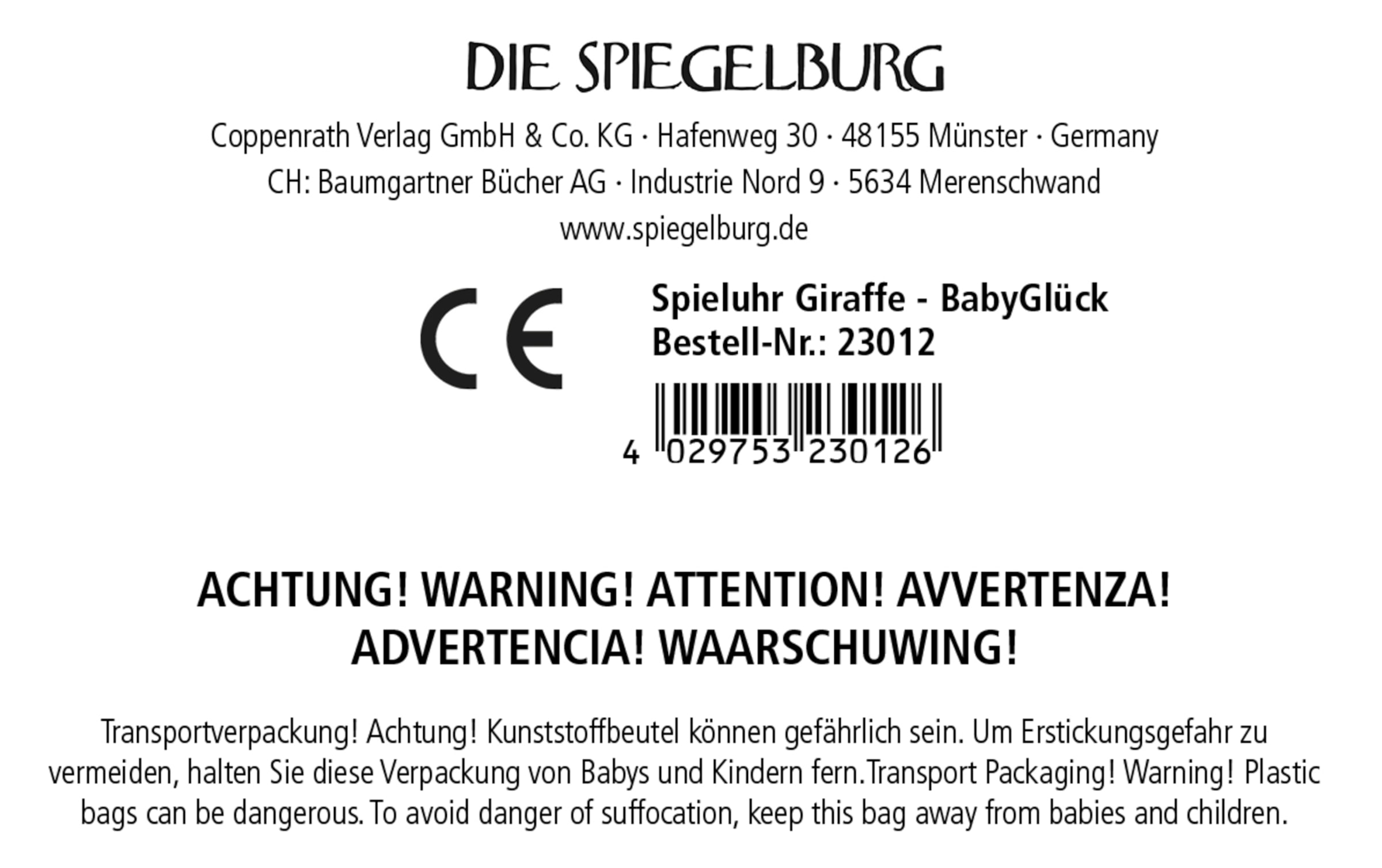 Spieluhr Giraffe - BabyGlück 23cm