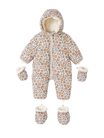 Baby Winter-Overall mit Fleecefutter, geblümt
