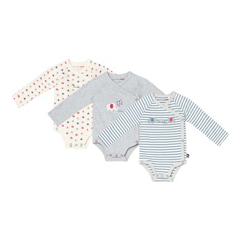 3er-Pack Wickelbodys langarm Elefant Ringel