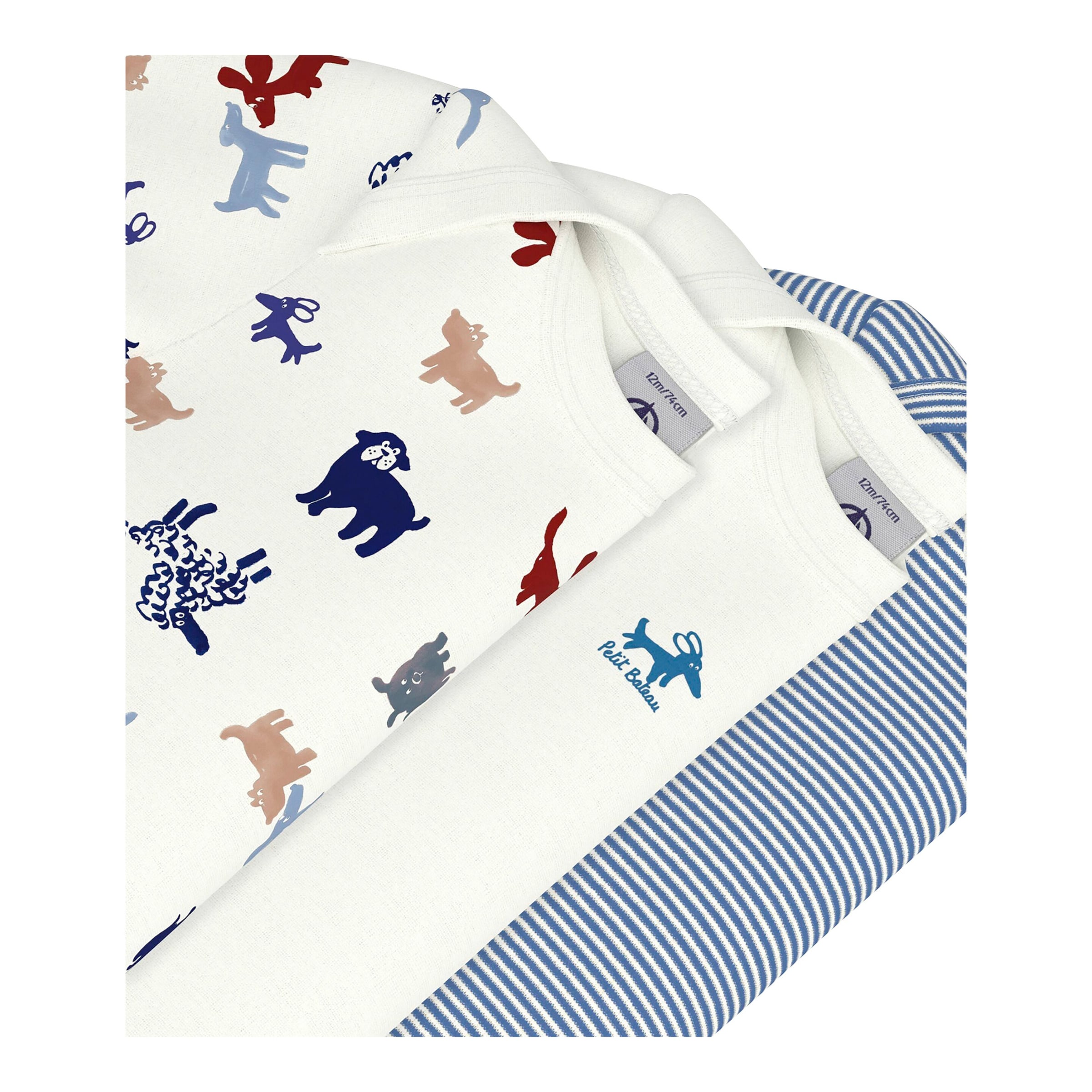 3er-Pack Bodys kurzarm Ringel Hunde