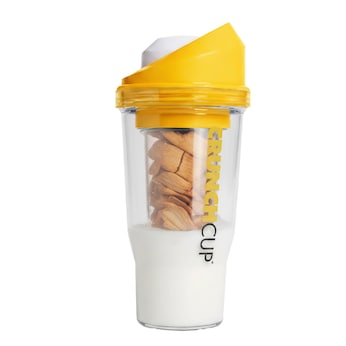 CrunchCup Original Tragbarer Müslibecher To Go 260 + 250 ml | Gelb