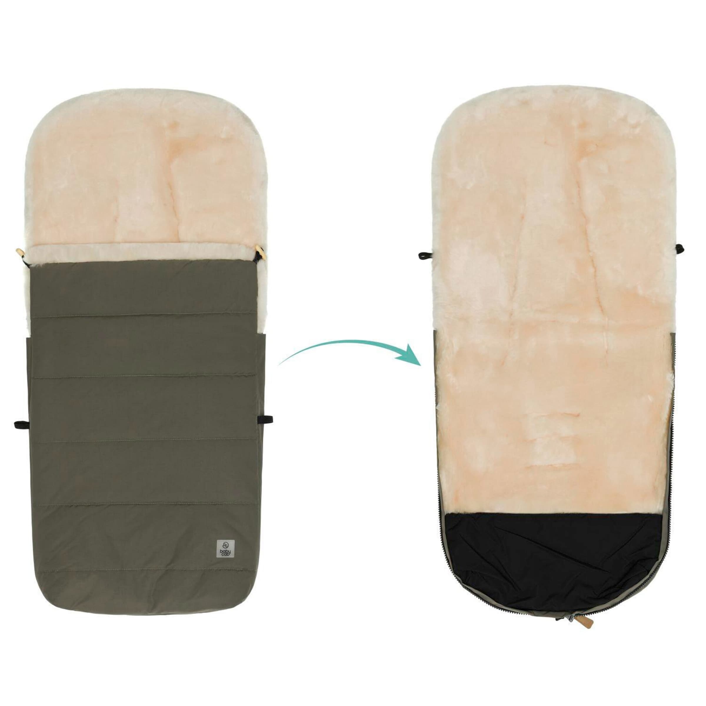 Babycab Winterfußsack Lammfell Lille für Kinderwagen, Buggy oliv
