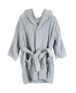 Bademantel mit Stickmuster 3-4 Jahre GOTS - Pearl Blue