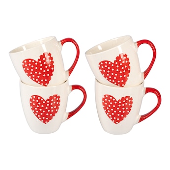 Set mokken "Hart", 4 stuks van elk 400 ml