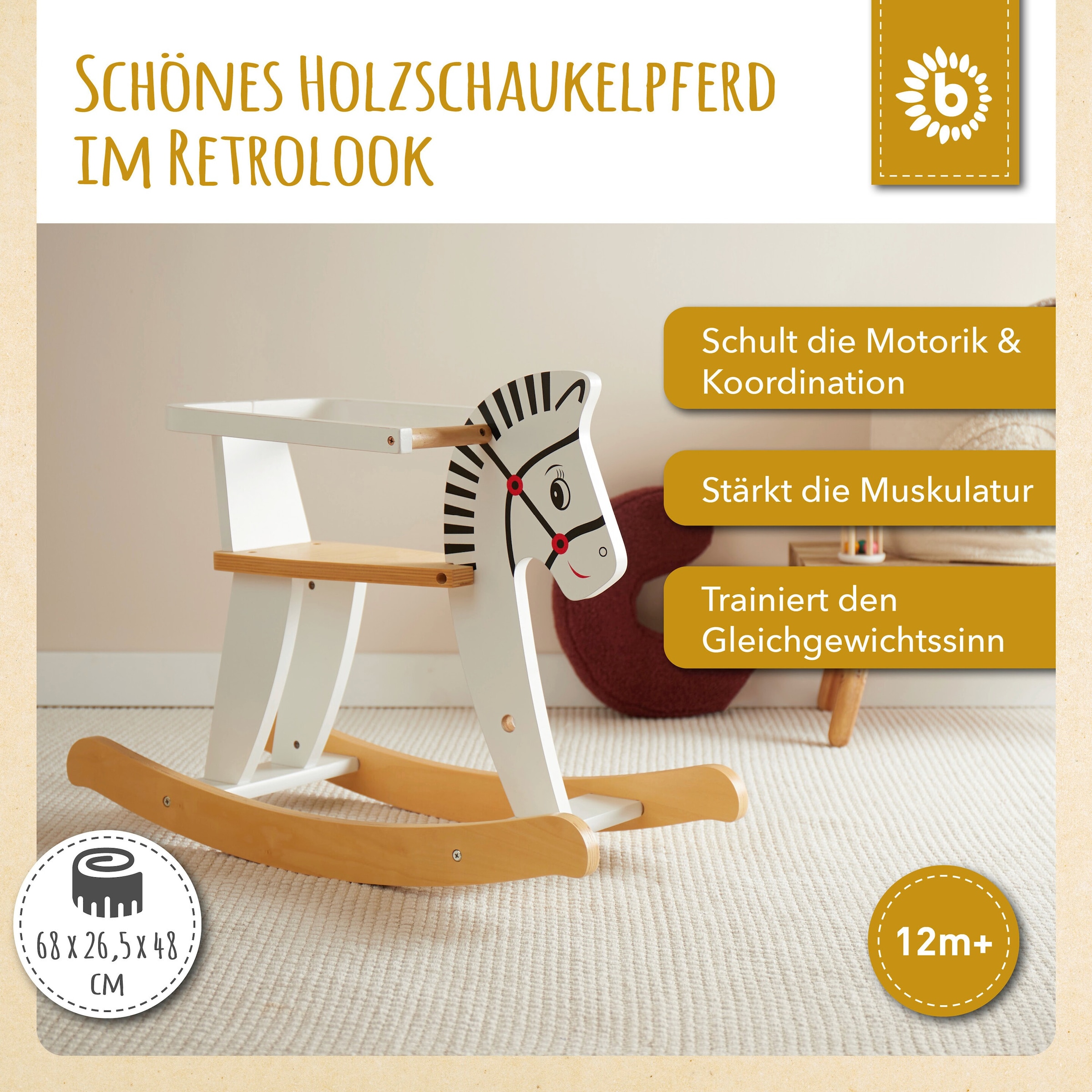 Bieco Schaukeltier aus Holz Zebra