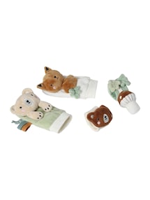 Baby Rassel-Set: Armbänder & Socken GRÜNER WALD