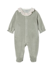 Baby Samt-Strampler mit breitem Volantkragen
