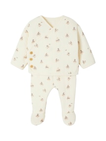 Bio-Kollektion: Baby-Set aus Steppjacke & Hose mit Fuß