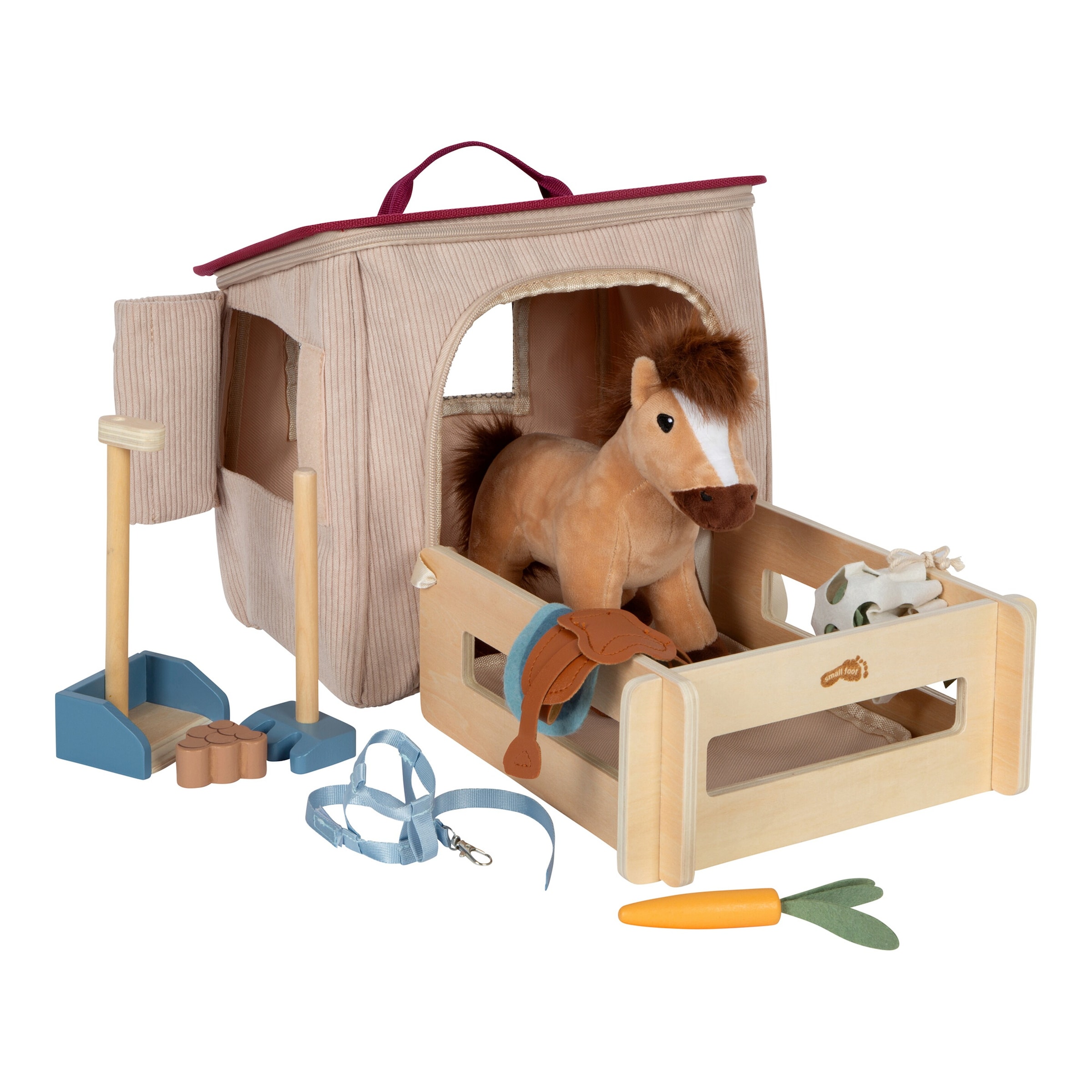 Small Foot Spielset Pferd mit Stall und Zubehör in der Tasche