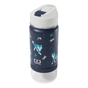 2 in 1 Trinkflasche mit Strohhalm 300ml + Snackbox 120ml