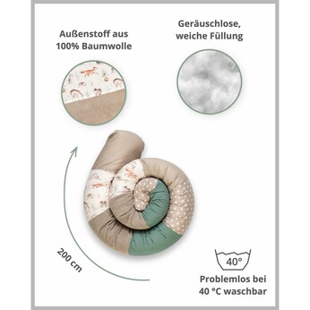 Nestchenschlange 200 cm Waffelpiqué/Cord
