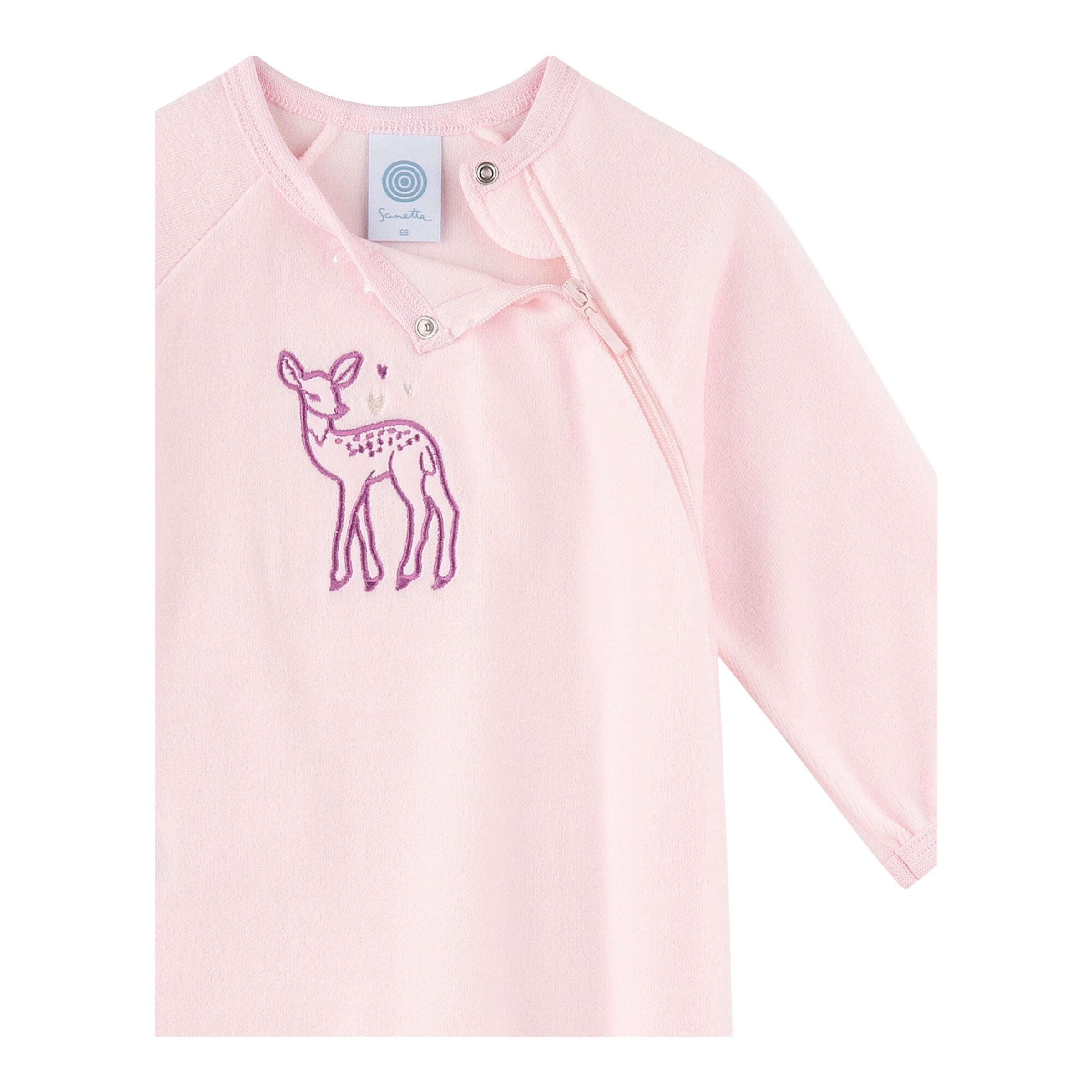 Sanetta Nicki-Schlafoverall mit Klappfuß Reh rosa