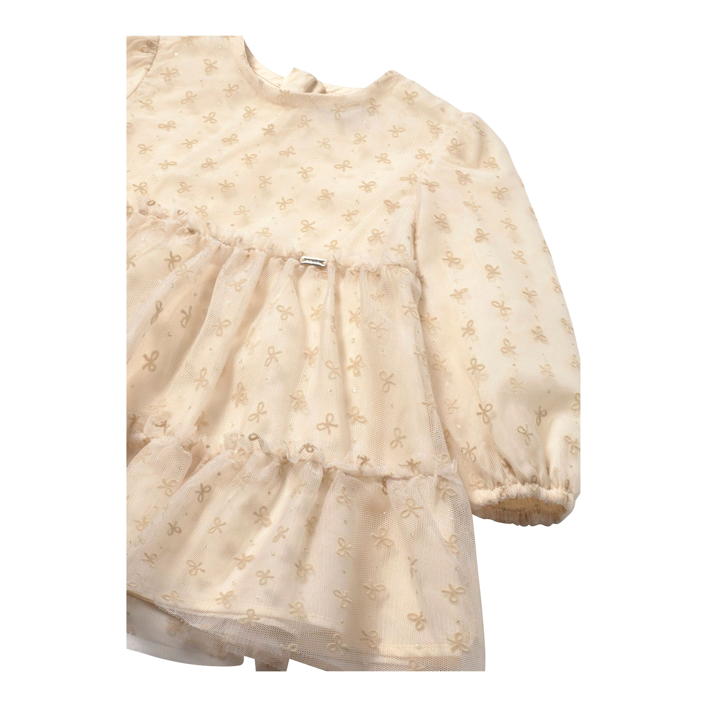 Tüllkleid langarm Glitzer-Schleifen