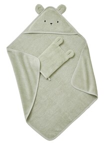 Bio-Kollektion: Baby-Set aus Badetuch und Waschhandschuh