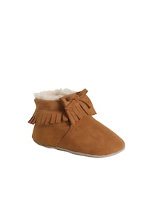Baby warme Leder-Krabbelschuhe / Hausschuhe mit Fransen, Geschenkbox