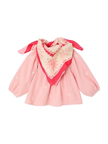 Baby-Set aus Bluse und Halstuch, Blumenstickerei
