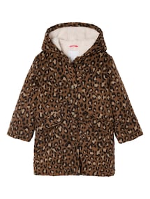 Mädchen Leoparden-Mantel mit Kapuze aus Wollmix