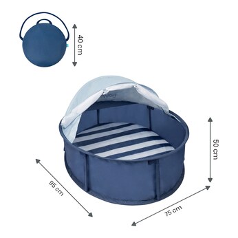 Strandmuschel & Reisebett Babyni 2in1 mit UV-Schutz 50+